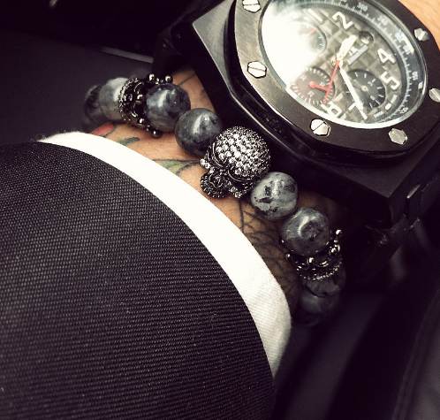 

Mcllroy Buddha Bracelet Men CZ Skull Charm India Labradorite 8mm Natural Stone Light Beads Bracelet For Men Handmade Jewelry