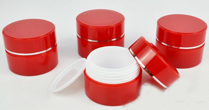

15g 15ml Round Plastic Cream Jar Red White Color With Line Cream Jar Cosmetics Skin Care Cream Jar
