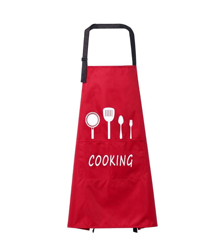 

Aprons with Front Big Pocket Waterproof Oil Proof Kitchen Knife Fork Print Apron Cooking Baking Household Cleaning Tools Home Textiles