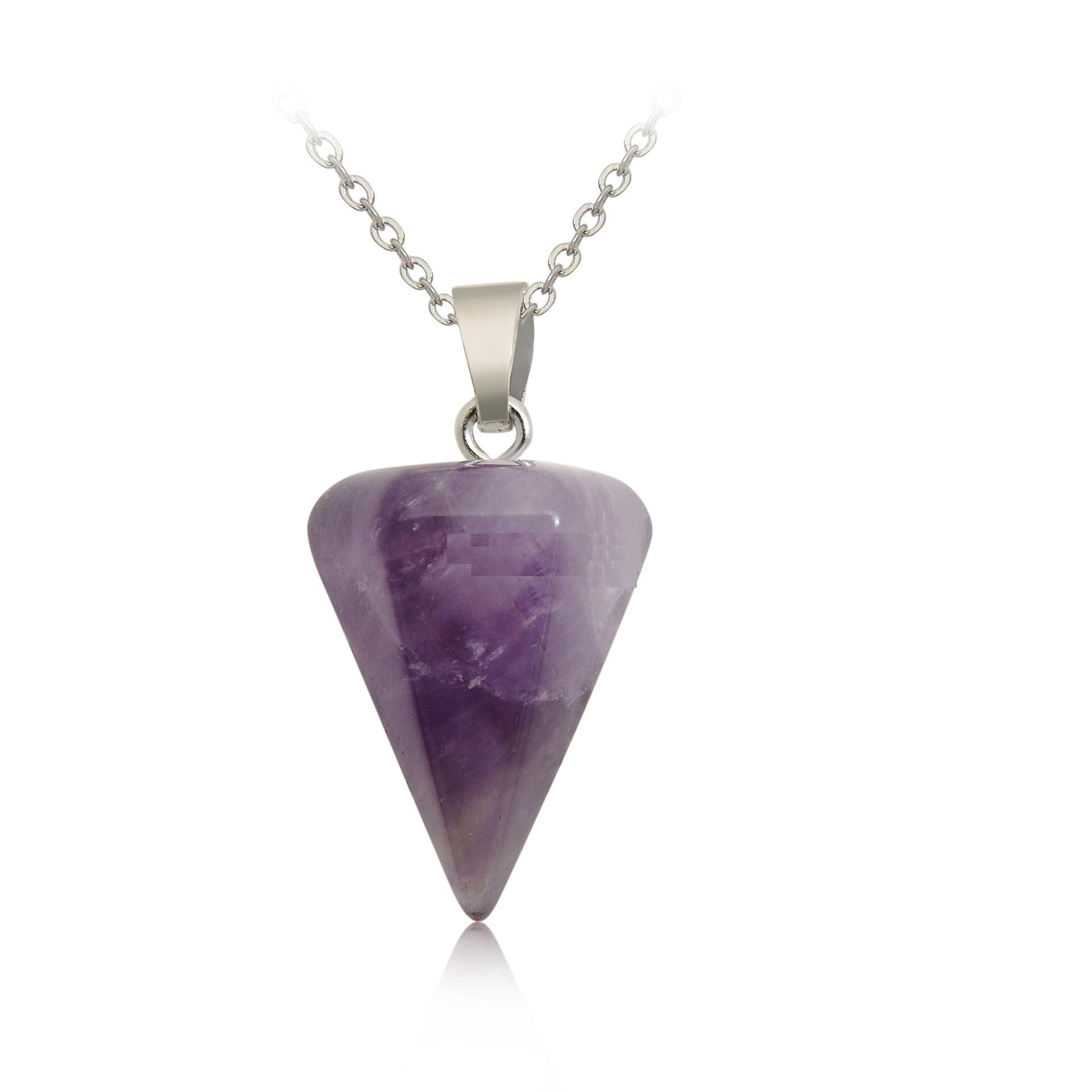 Gemstone Hexagonal Prisme Cristal de Quartz point collier pendentif pierre tour de cou