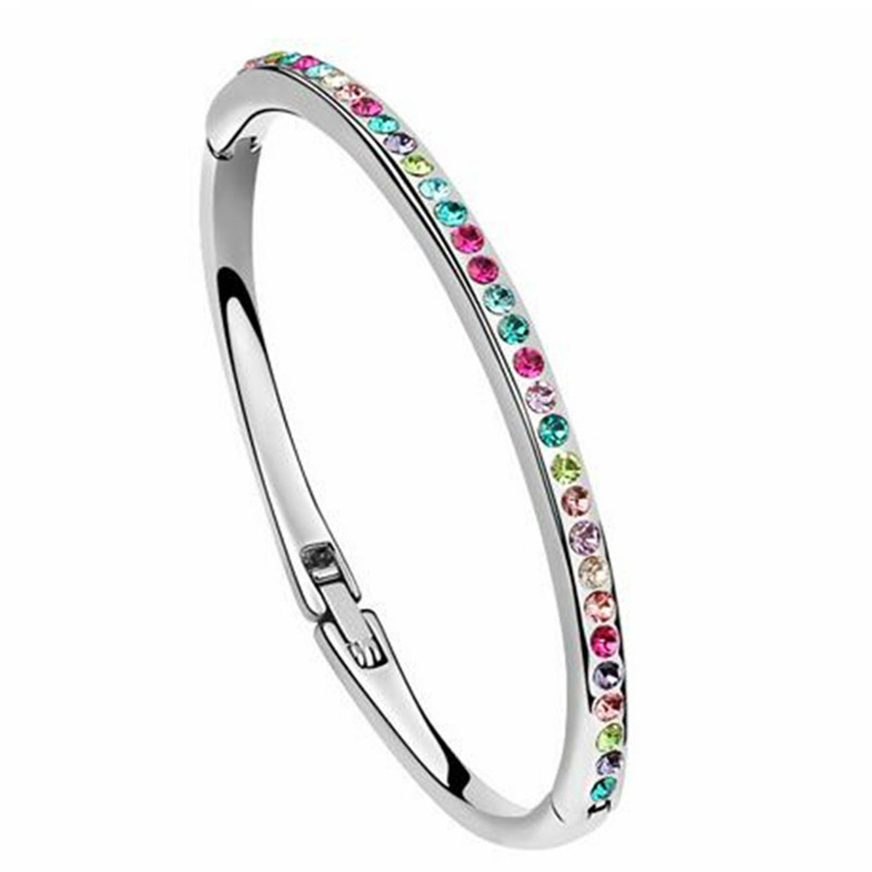 Charm Bracelets Bangles Brand Crystals Fashion Accessories For Women High Quality Jewelry White Gold Plated 4708
