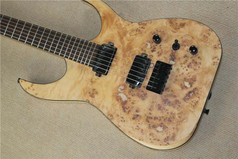 

Free Shipping Factory custom High Quality 24 frets 6 strings electric guitar One Piece Neck Burl pattern Natural Ash Body 1 2qwe