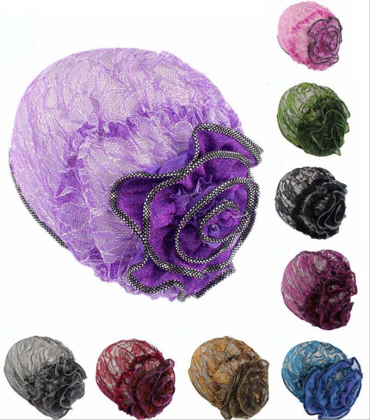 

New Women Lace Flower Hats Muslim Beanies Hat Turban Hats Skullies Hair Accessory Bandana Hair Cover Chemotherapy Hats, Many colors