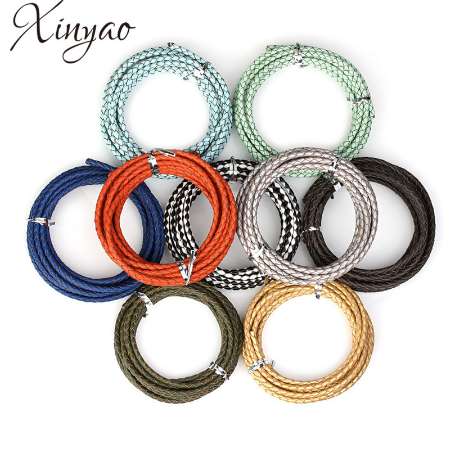 

XINYAO 2m/lot Dia 3mm 4mm Genuine Braided Leather Cord Round Leather Rope Thread For DIY Necklace Bracelet Jewelry Making F1104