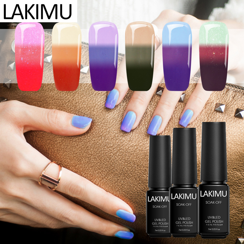 

Lakimu LED UV Gel Paint Nail Art Thermal Permanente Color Changing Gel Varnish 7ml Temperature Nail Polish Soak Off Lacquer, 61white