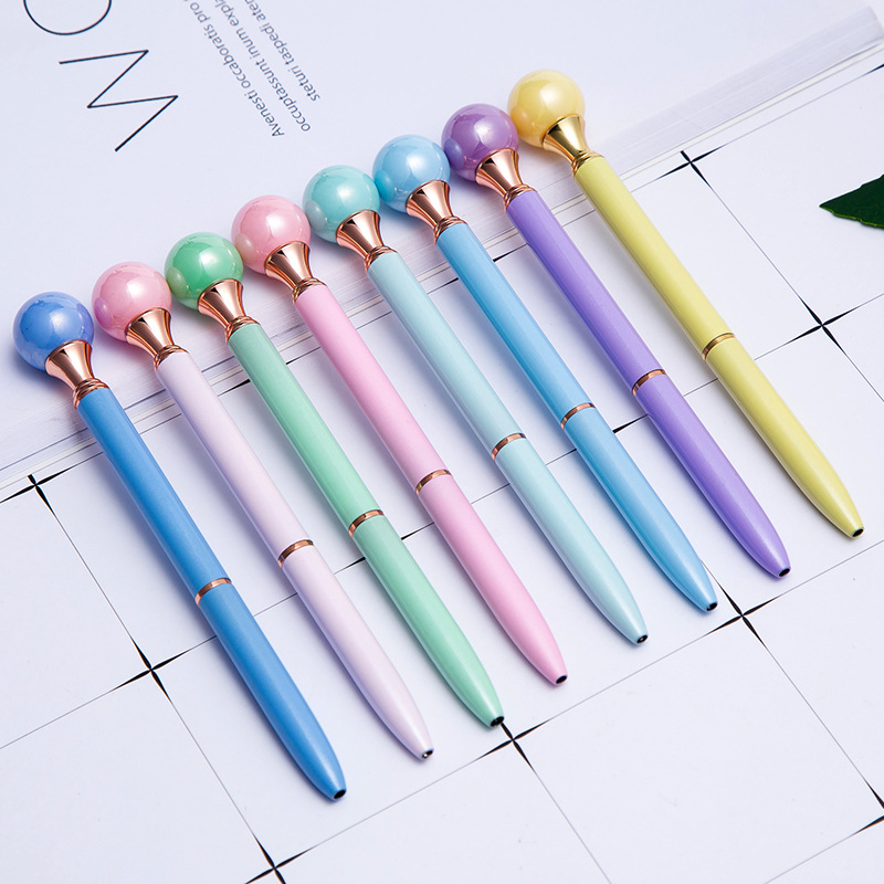

INS Candy Color Pearl Ballpoint Pen Girls Favor Pink Pearl Gel Pens Writing Supplies Black Blue Ink WJ017, Multi color