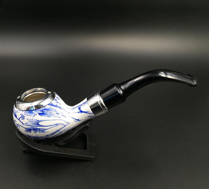 

The blue and white porcelain pipe holder Yanju accessories bracket send gift packaging