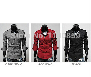 

Freeshipping new arrival 3colors choice men's multi-button cardigan shirts for men,with Badges and double up-pocket, Gray