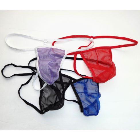 

Mens C-thru string pouch thong G7097 Contoured Pouch small pouch limit coverage Underwear See Thru Mesh Polyester