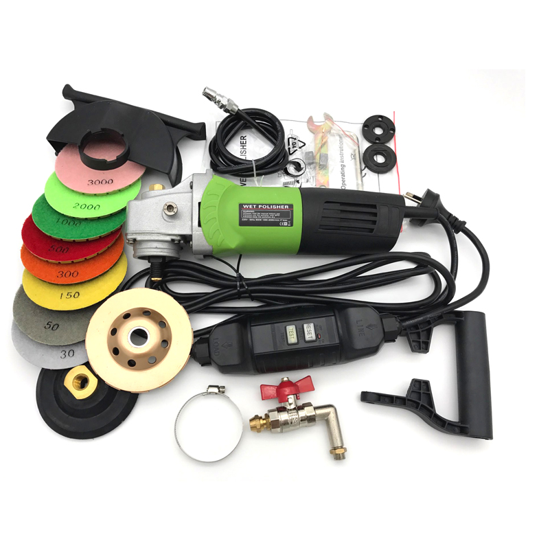 

220v 110v 900W 4" variable speed Concrete electric granite wet stone polisher hand grinder with GFCI with 7 wet polishing pads