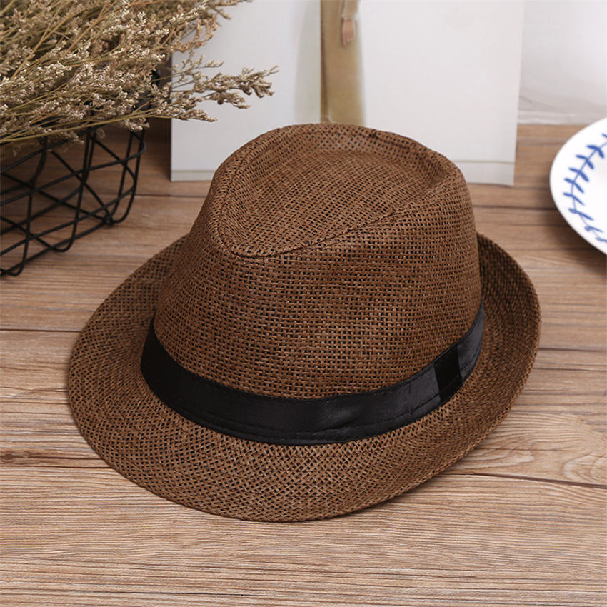 

Hot fashion men jazz hats woven straw hats for women adults Panama wide brim straw Hats caps For summer beach vacation, Beige