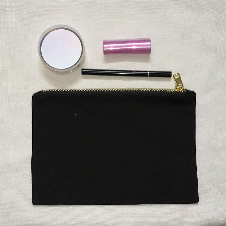 

Blank canvas clutch bag bridal party vanity bag large cotton toiletry pouch natural canvas zipper bag brides gift pouch, Black