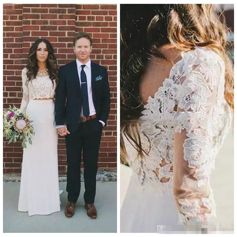 long sleeve crop top wedding dress