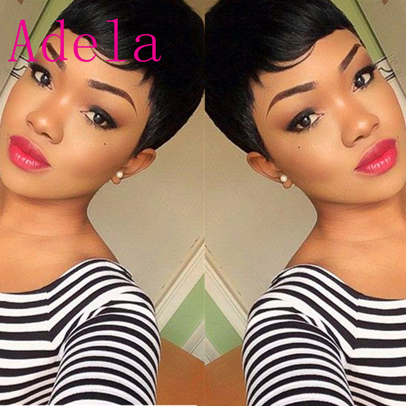 

Black women Pixie cut short human hair wigs for black women bob full lace front wigs with baby hair for Africans, Black;brown