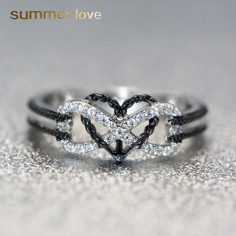 

exquisite designer jewelry rings infinite love motif twotone anchor heart promise wedding engagement ring for women gifts fashion
