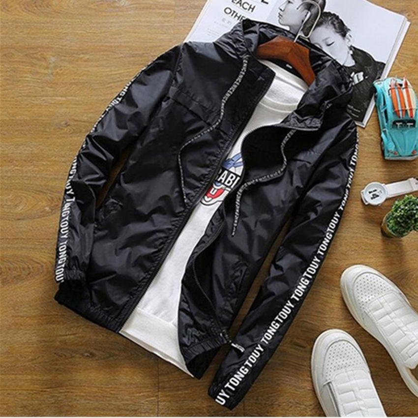 

2018 New Mens Coats And Jackets Letters Trend Teens High Quality Bomber Jacket Round Collar Loose Casual Baseball Jacket Men, White