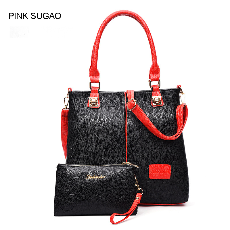 

Pink sugao handbags set women pu leather designer handbags Sac à main tote bag cross body bag women shoulder bag, Red