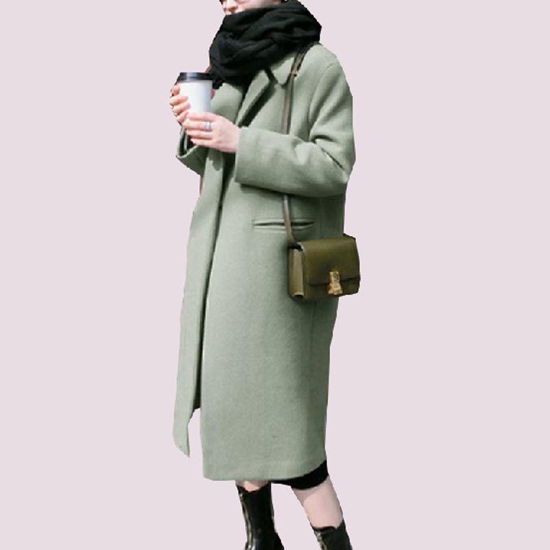 Women's Wool Blends New Blend Wool Long Cocoon coat female overcoat spring autumn woolen outerwear casaco