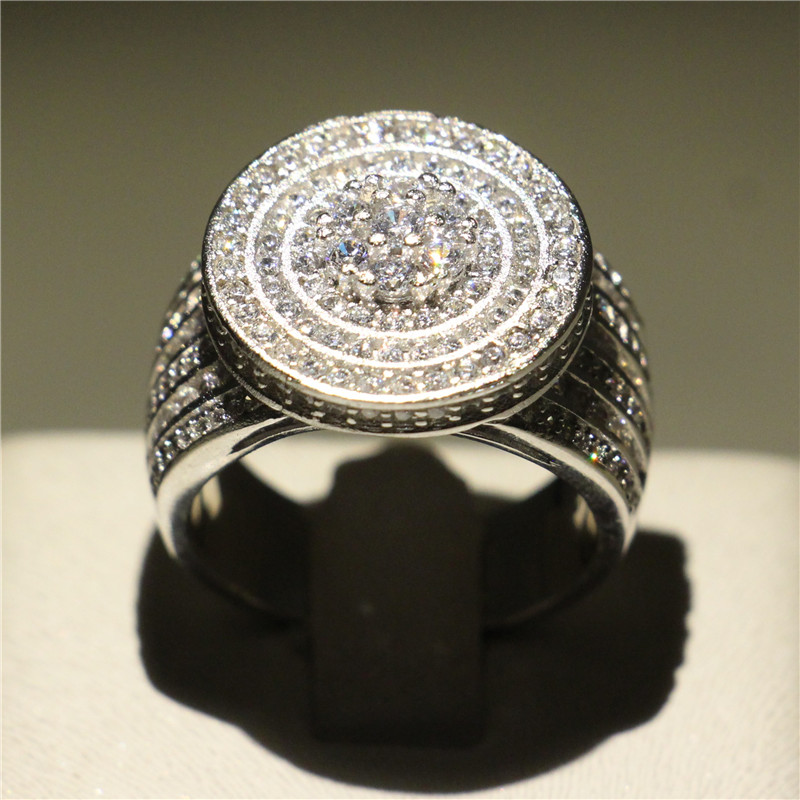 

Brand Jewelry 925 Silver Wedding Engagement Band Ring Micro Pave Simulated Diamond CZ Rings For Women Bride Promise Gift Size 5-10