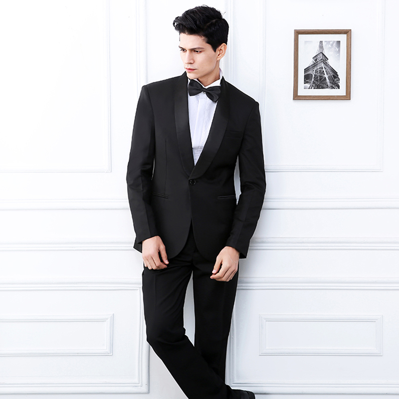 

Newly Designed Slim Fit Black Groom Tuxedos Men Formal Suits Men Wear Wedding Prom Dinner Suits Custom Made(Jacket+Pants+Bows Tie)NO;808, Same as image