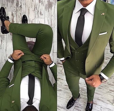 

2018 Latest Coat Pant Designs Green Men Suit Slim Fit 3 Piece Tuxedo Groom Wedding Suits Custom Prom Blazer Terno Masculino, As picture