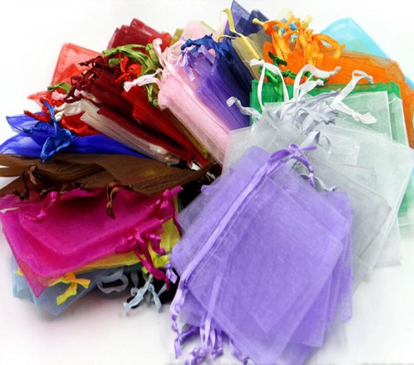 

100 Piece/Lot Organza Jewelry Gift Pouch Bags For Wedding favors,beads,jewelry bag Candy bags package bag mix color Favor Holders, Silver