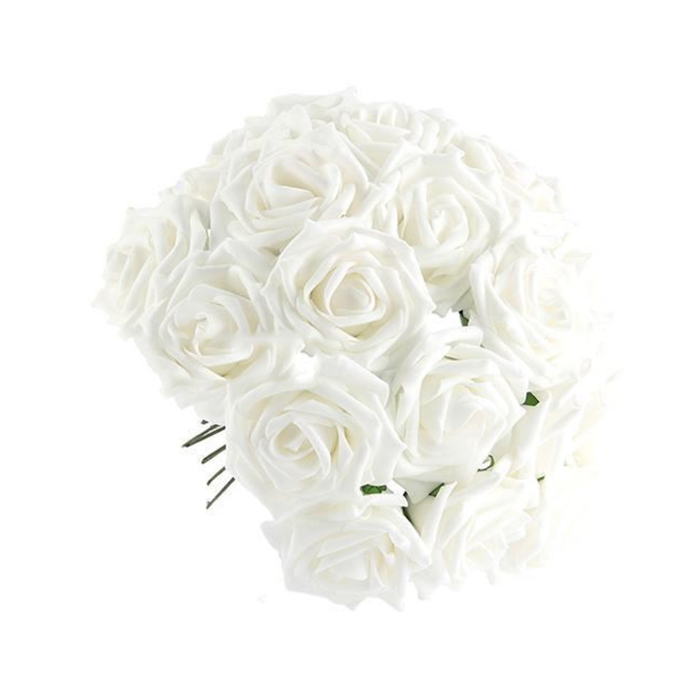 Acheter Noël Artificielle Blanc Mousse Rose Bouquets De Fleurs Décoration De La Maison Avec Tige Pour La Fête De Mariage Diy Décoratif Fleurs