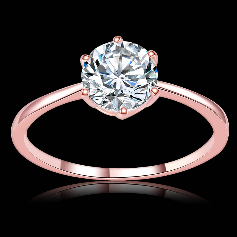 

High quality wholesale Antique Zircon ring rose gold color 6mm with 6 paw stud ring lover's ring for women wholesale 1734
