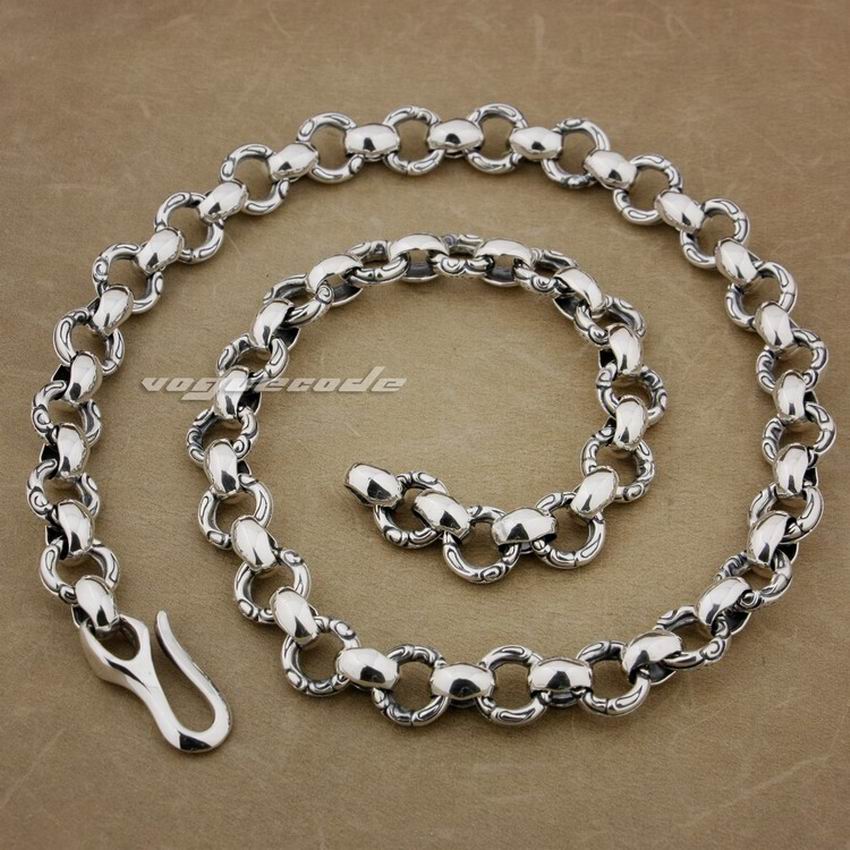 

LINSION Huge Heavy 925 Sterling Silver Fashion Necklace 8F001N Mens Biker Rock Chain