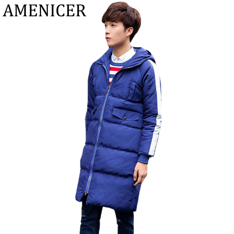 

Mens Thick Hooded Long Jacket Striped Style Sleeve Parka Letters Printed Pocket Zipper Coat For Man Down Jackets Casual Jackets, Black