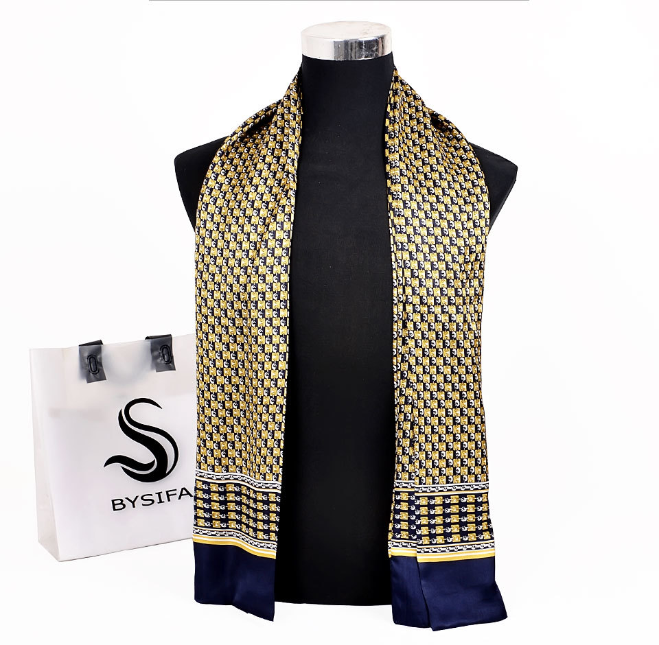 navy and gold plaid scarf