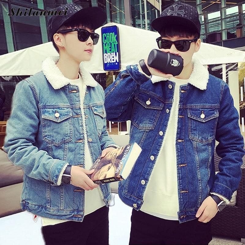 Stylish Warm Wool Denim Jacket for Men Winter Fashion Street Wear Denim Casual Jacket for Men Denim Jacket Plus Size Warm Men's Jacket