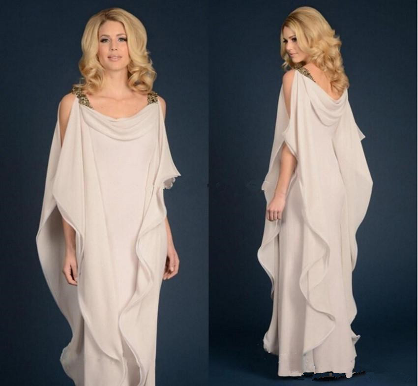 Nouveau champagne bleu marine mère de la mariée robes en mousseline de soie pantalon costume de mariage plus la taille perlée de volants coulant