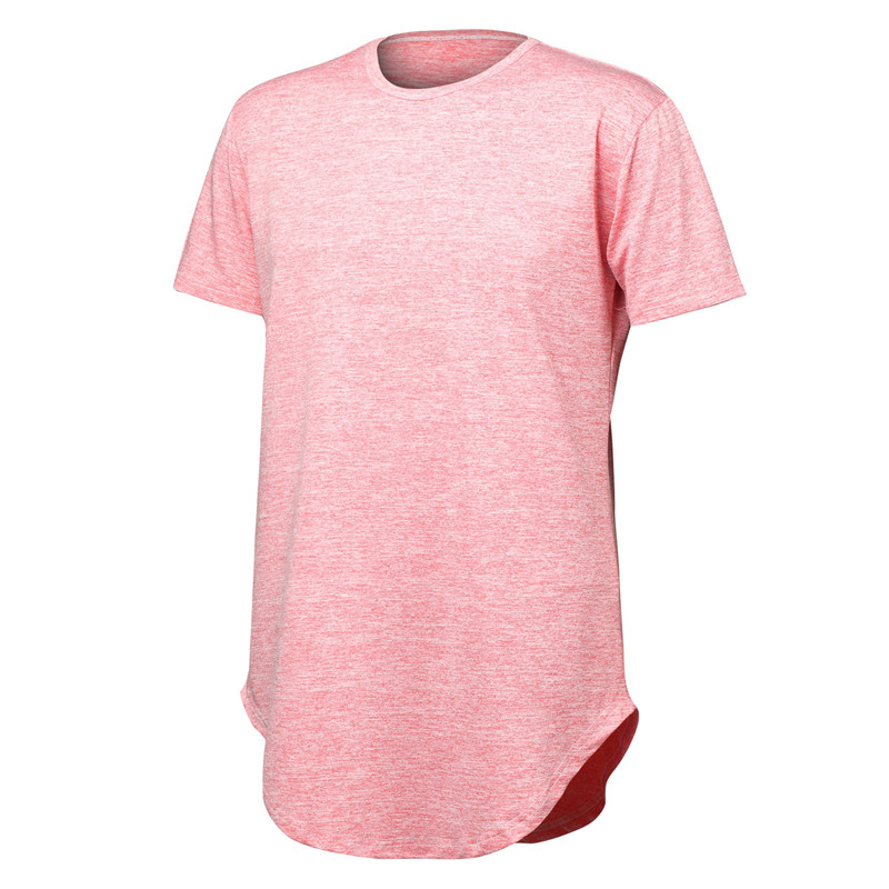 

Short Sleeve Men T-shirt Oversized Summer Hipster Curve Bottom Longline Top Tees Shirt Hip Hop Cotton Fitness Casual T Shirt T12, Pink