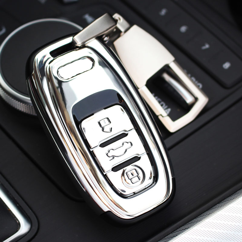 Silicona Carcasa Protectora Suave - Case de Mando de Auto Plata Funda para Llave Smart Key para Coche 3 Button Audi A4 A6 A5 A7 A8 Q5 Q7 S5 S6 S7 de