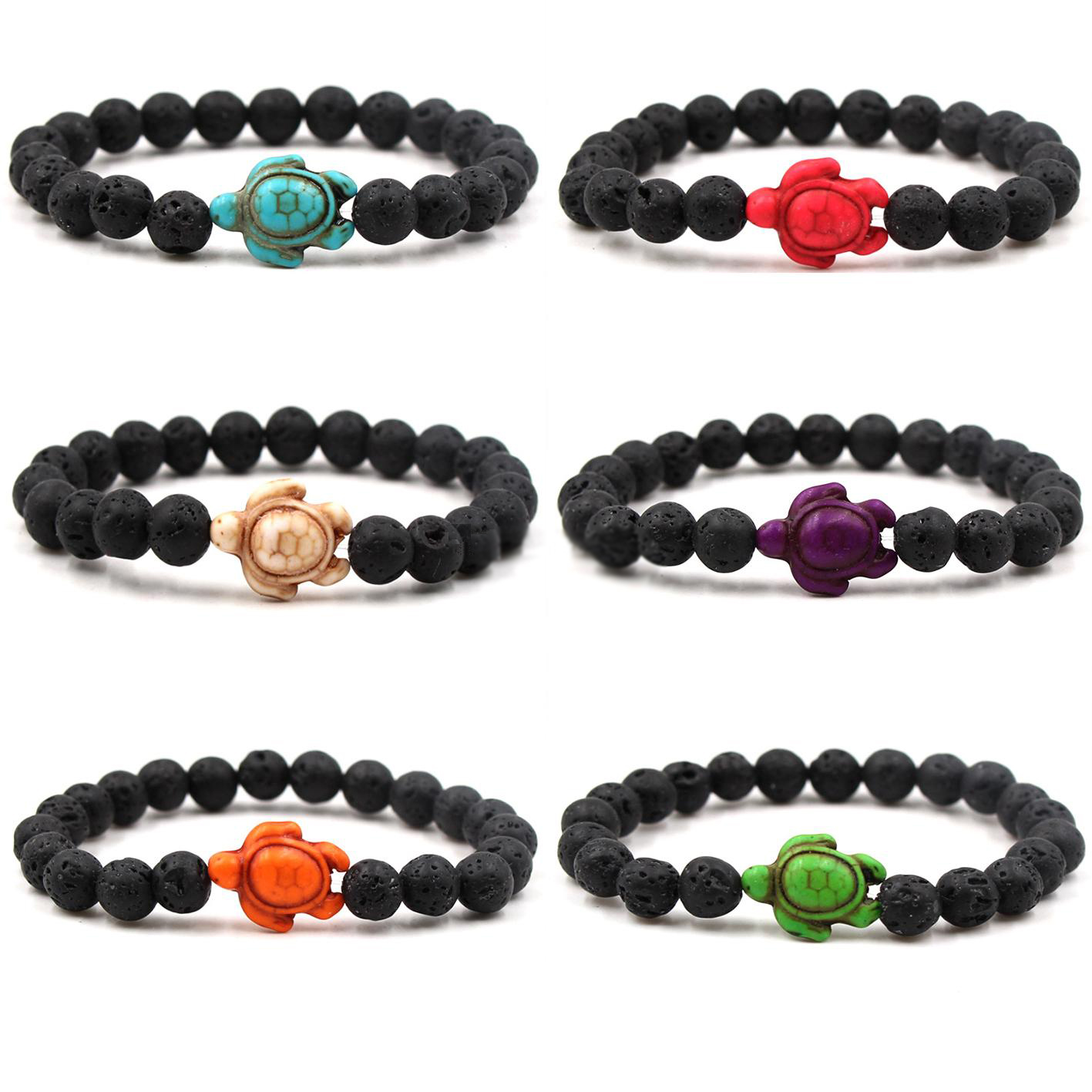

8 Colors Tortoise Lava Stone Bracelet Aromatherapy Essential Oil Diffuser Bracelet Charms for Men Women Stretch Jewelry