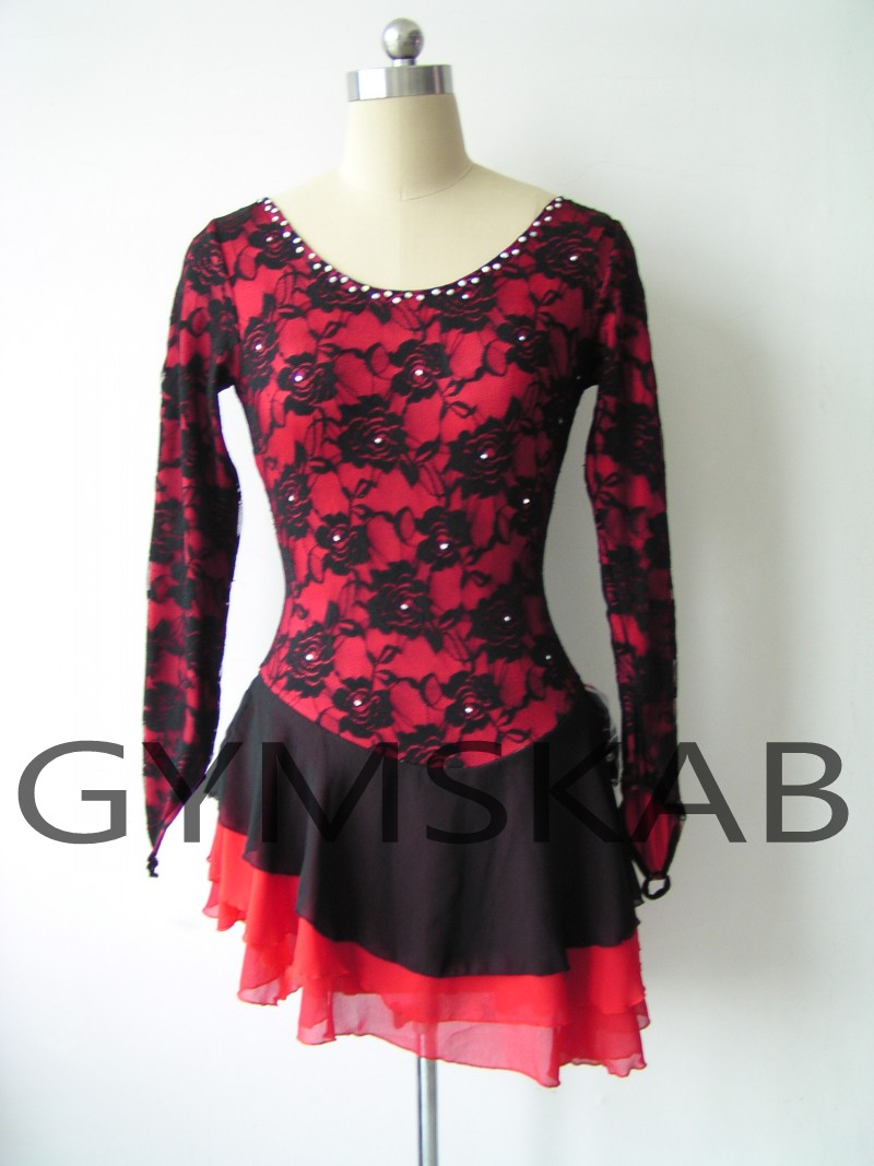 2018 Elegant Flower Figure Skating Dress Women's Girl's Customized Ice Skating Dress Long-sleeved Gymnastics Costume 5137-image-421502680