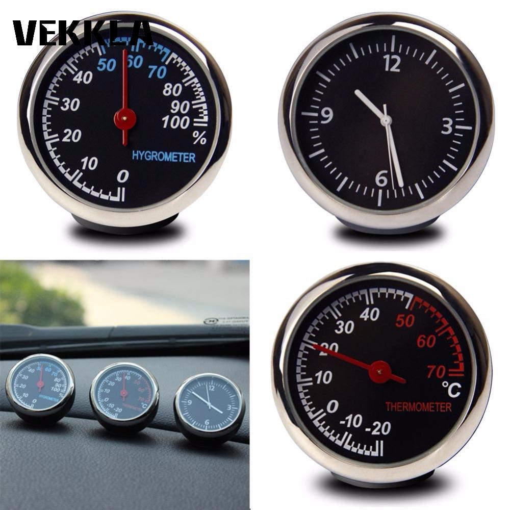

Black Digital Car Thermometer Hygrometer mechanical Quartz Clock Dashboard Ornament humidity table Kit Set With Cell Battery