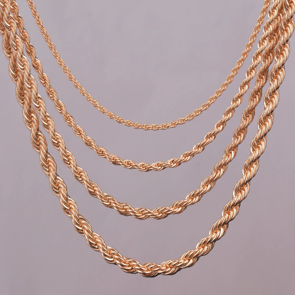 

16"18"20"24" Gold Rope Chain Necklace 2mm,3mm,4mm,5mm for Pendant Rope Jewelry Findings