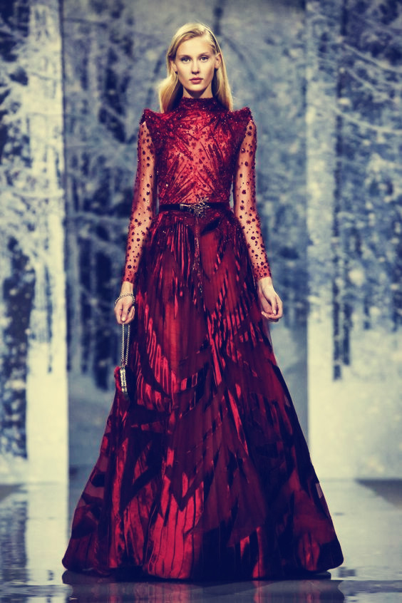 

Evening dress Yousef aljasmi Kim kardashian Long sleeve High collar Beaded A-Line Almoda gianninaazar ZuhLair murad Ziadnakad 0024, Same with picture