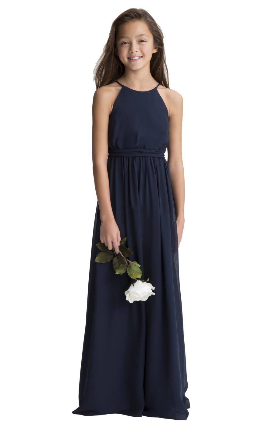 Beauty Navy Blue Chiffon Straps Ruffles Flower Girl Dresses Girls' Pageant Dresses Birthday Holidays Dresses Custom Size 2-14 FF727067