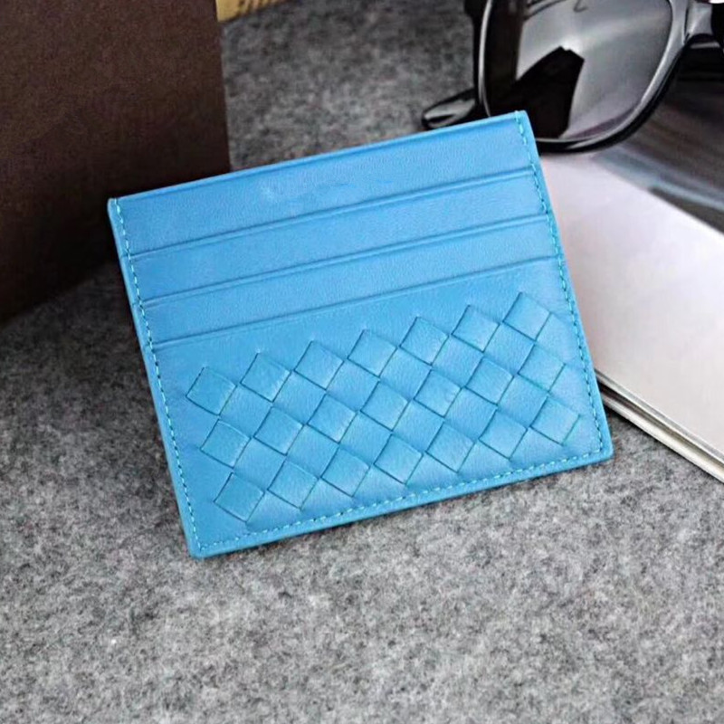 

Genuine Leather Credit Card Holder Wallet Classic Weaving Designer Thin ID Card Case for Man Women 2018 New Fashion Coin Pocket Purses, Fuchsia