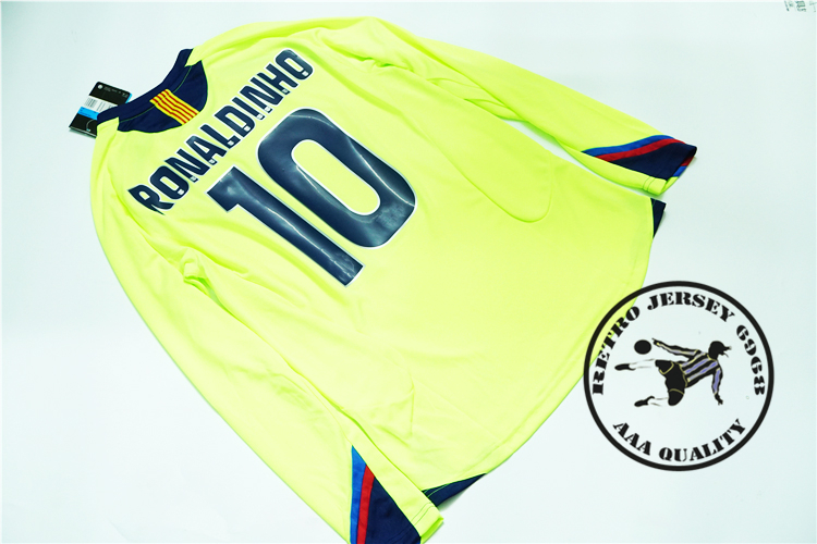 

Free shipping 2005/06 long sleeves ronaldinho messi xavi puyol Ezquerro iniesta deco Maquez Giuly eto old soccer jersey futbol camisetas, 0506 long sleeves