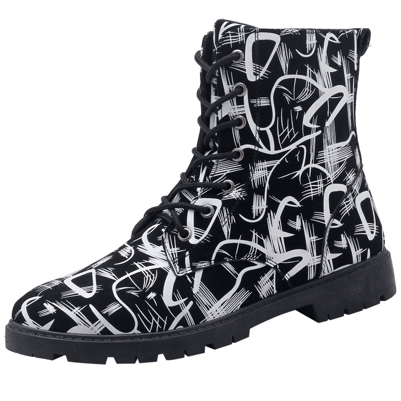 

men Military boots Martin boots leather hiking shoes Camouflage outdoor sport shoes Hunting Tactical boots size 39-44, Black