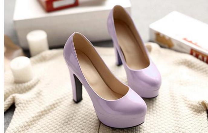 

Free send Hot 31--47 big size single shoes female round head high heel, Pink