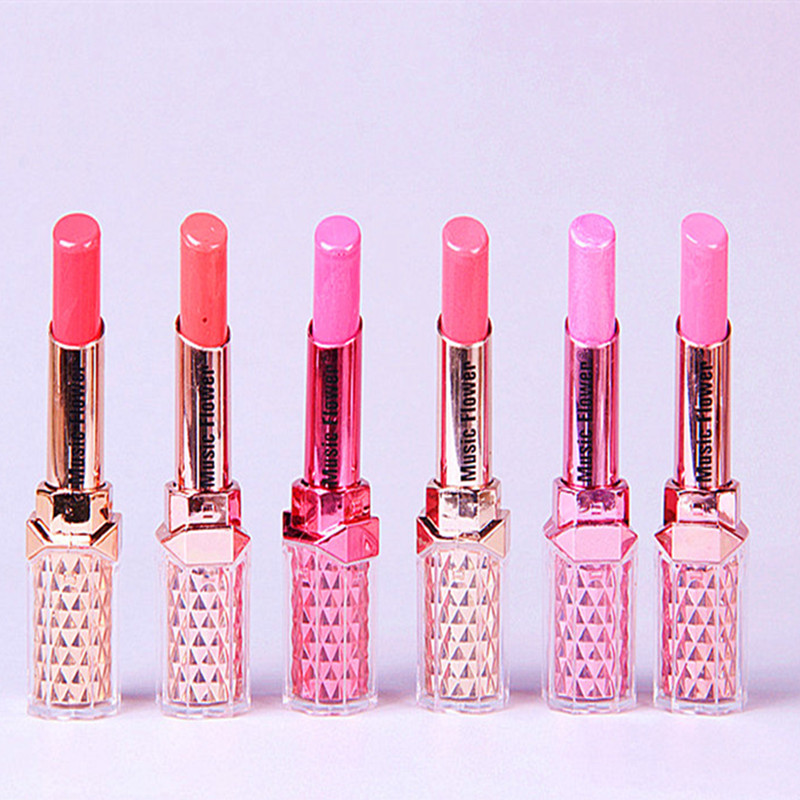 

12 colors Music Flower Brand Fashion Makeup Bright Lipstick Waterproof Long Lasting Baby Pink Miosturizer Lipstick