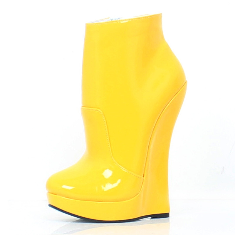 

18CM Heel Height Sexy Round Toe Wedgd Heel Platform Party Ankle Boots US size 5.5-14.5 No.MT1807, Fuchsia