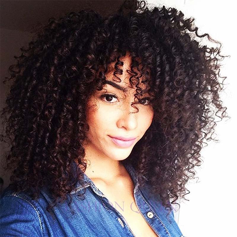 

Brazilian Kinky Curly Human Hair 3 Bundles With Closure Cheap Non Remy Virgin Human Hair Weave Extensions With Lace Closure, Natural color