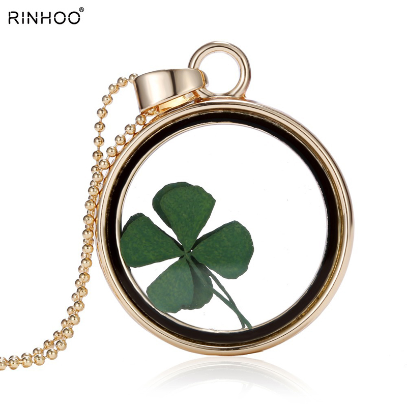Hot Round Glass Bottle Wishing Leaf Memory dried Flower Necklace Pendant Women