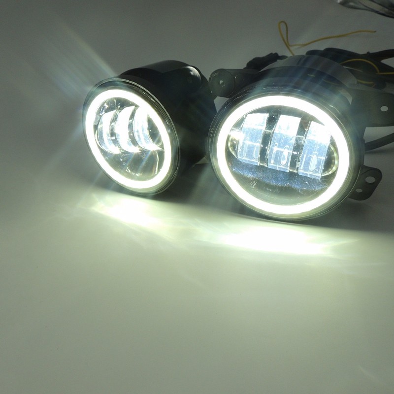 

30W 4 Inch Round Led Fog Light Headlight Projector lens With Halo DRL Lamp For Jeep Wrangler for Harley